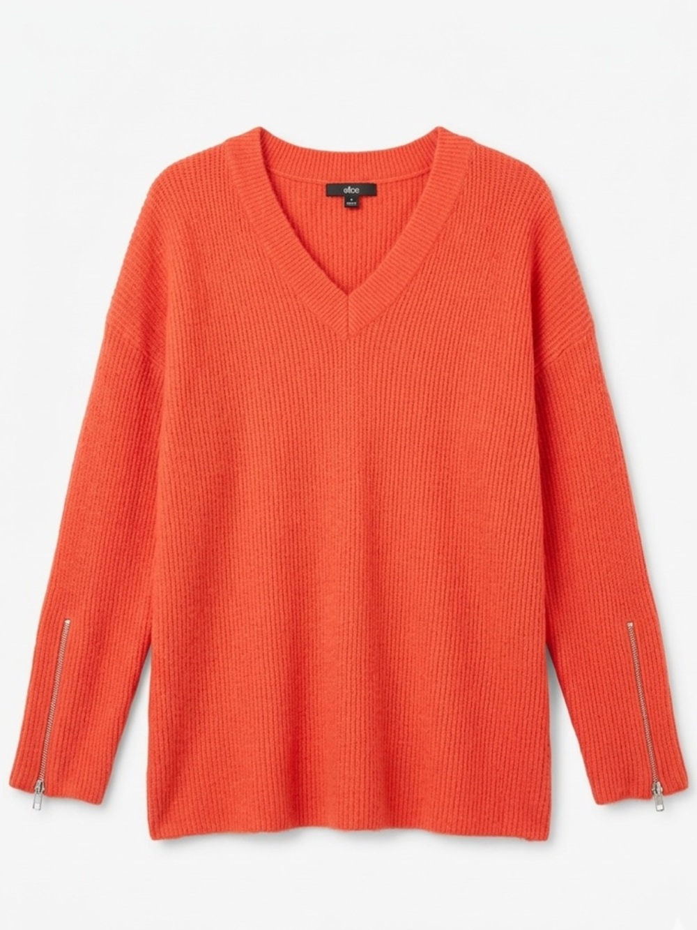 Women's V-Neck Oversized Sweater - Red